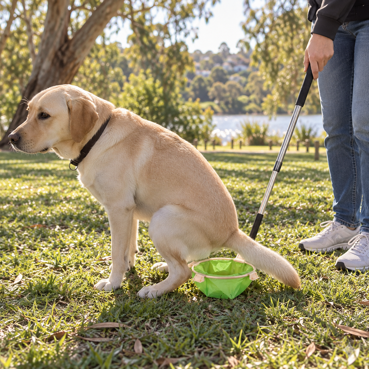 Labrador using CleanCatch correctly without contact
